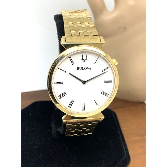 Bulova Men's Watch 97A153 Regatta Quartz White Dial Gold Stainless Steel 38mm - Picture 11 of 12